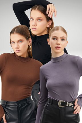 بلوز طوسی زنانه ساده Ladima - کد 655236217