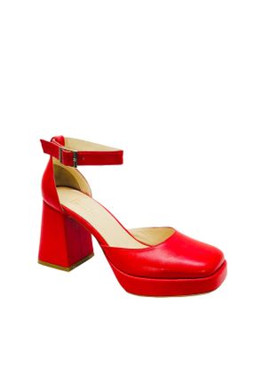کفش پاشنه بلند کلاسیک قرمز زنانه چرم طبیعی پاشنه پلت فرم پاشنه متوسط ( 5 - 9 cm ) کد 655340618