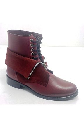 بوت / نیم بوت زرشکی زنانه چرم خالص SAST - کد 656076025