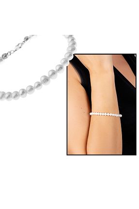 دستبند جواهر سفید زنانه مروارید Okyanus Silver - کد 656151698