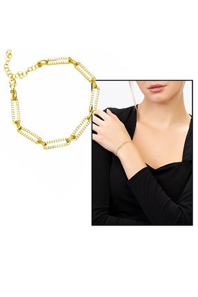 دستبند نقره طلائی زنانه 925 عیار Tesbihane - کد 656159338