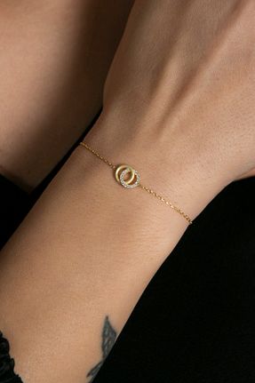 دستبند نقره طلائی زنانه 925 عیار Elika Silver - کد 655304588