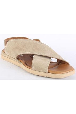 صندل بژ زنانه پاشنه تخت MARİNE SHOES - کد 655448515
