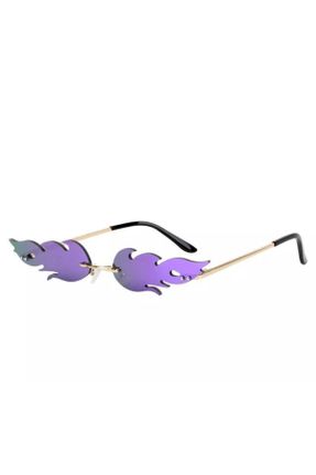 عینک آفتابی بنفش زنانه 55 UV400 فلزی آینه ای هندسی کد 45356833
