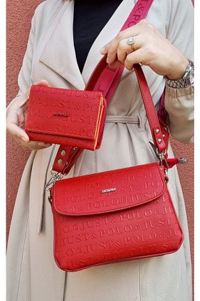کیف دوشی قرمز زنانه چرم مصنوعی Just Polo - کد 655657247