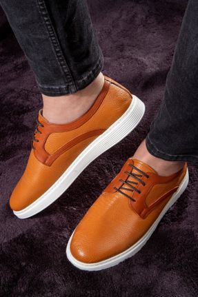 کفش کژوال قهوه ای مردانه چرم طبیعی پاشنه کوتاه ( 4 - 1 cm ) پاشنه ساده کد 100429303