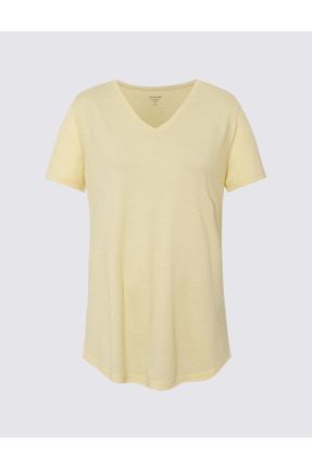 تی شرت زرد زنانه ریلکس کد 656201869