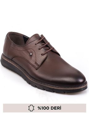 کفش کلاسیک قهوه ای مردانه چرم طبیعی پاشنه کوتاه ( 4 - 1 cm ) پاشنه ساده کد 656796271