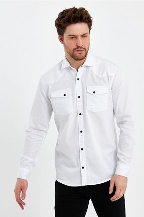 پیراهن سفید مردانه اسلیم فیت COOL TARZ - کد 653220799