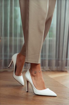 کفش پاشنه بلند کلاسیک سفید زنانه پاشنه نازک پاشنه بلند ( +10 cm) کد 373079816