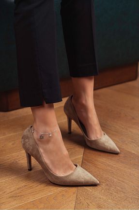 کفش پاشنه بلند کلاسیک بژ زنانه چرم مصنوعی NİŞANTAŞI SHOES - کد 367960157