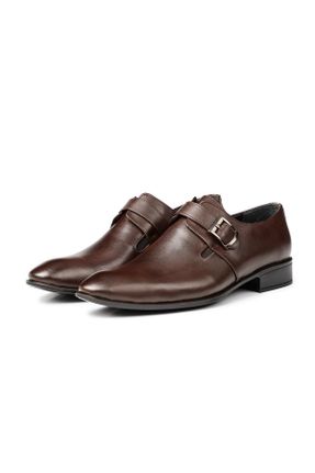 کفش کلاسیک قهوه ای مردانه چرم طبیعی پاشنه کوتاه ( 4 - 1 cm ) پاشنه ساده کد 137673858