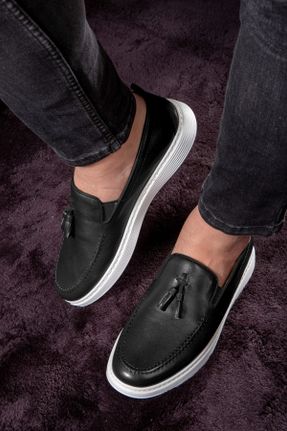 کفش کژوال مشکی مردانه چرم طبیعی پاشنه کوتاه ( 4 - 1 cm ) پاشنه ساده کد 100170378