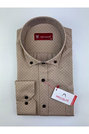 پیراهن بژ مردانه رگولار MEGALDİ - کد 656981611