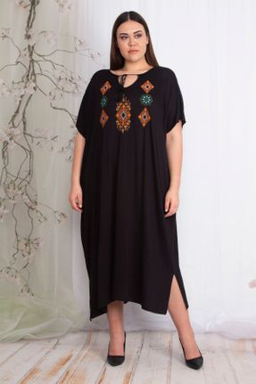 لباس مشکی زنانه مخلوط ویسکون اورسایز بافت کد 85892097