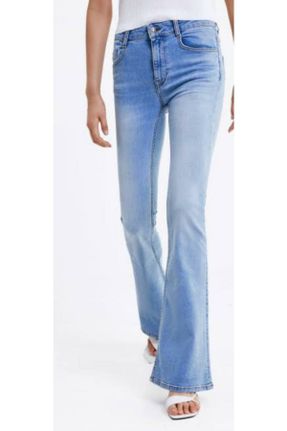 شلوار جین آبی زنانه پاچه اسپانیولی فاق بلند کد 86035056