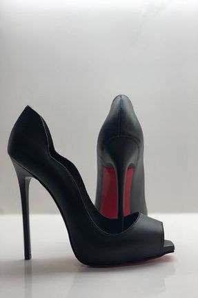 کفش پاشنه بلند کلاسیک مشکی زنانه چرم مصنوعی HAYYSHOES - کد 86558280