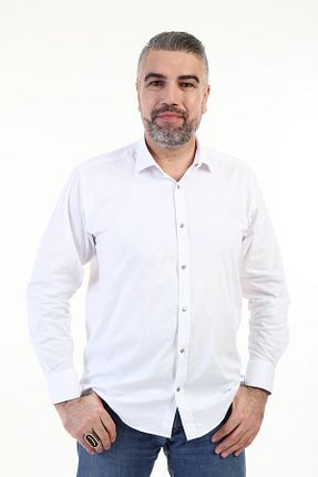 پیراهن سفید مردانه رگولار YmzModa - کد 86569940