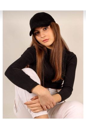 کلاه مشکی زنانه چرم طبیعی کد 86898711