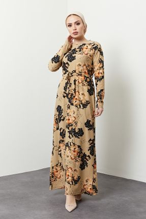 لباس بژ زنانه بافت پنبه - پلی استر - الاستن رگولار آستین-بلند کد 87005700