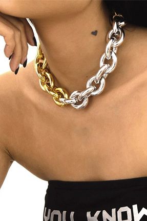 گردنبند جواهر نارنجی زنانه روکش طلا ESUSO - کد 87205256