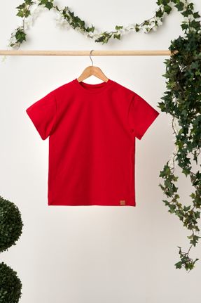 تی شرت قرمز بچه گانه یقه گرد رگولار تکی جوان کد 658126710