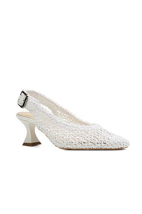 کفش پاشنه بلند کلاسیک سفید زنانه پارچه ای Pierre Cardin - کد 658196628
