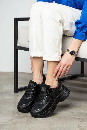 کفش اسنیکر مشکی زنانه بند دار ICELAKE - کد 252624541