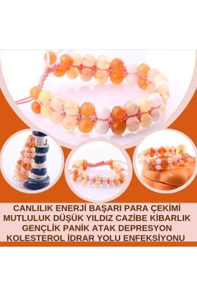 دستبند جواهر نارنجی زنانه سنگی کد 357586255