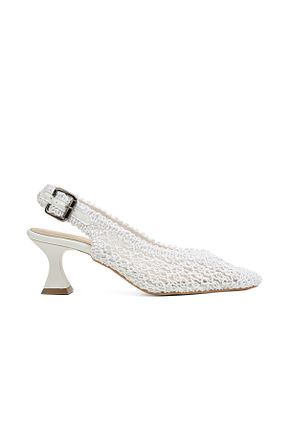 کفش پاشنه بلند کلاسیک سفید زنانه پارچه ای Pierre Cardin - کد 658196628