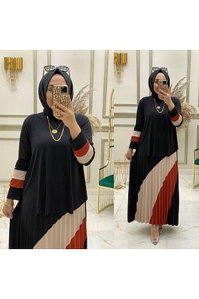 ست بالاتنه و پائین تنه حجاب مشکی زنانه رگولار MODAMÜNASİP - کد 658276421