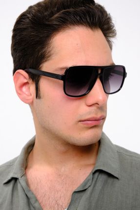 عینک آفتابی مشکی مردانه 55 UV400 پلاستیک سایه روشن کد 658601057