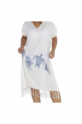 لباس ساحلی سفید زنانه پنبه (نخی) کد 104798297
