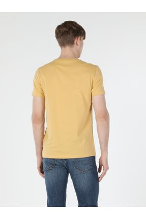 تی شرت زرد مردانه رگولار یقه گرد پنبه (نخی) تکی کد 35858176