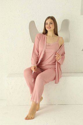 ست لباس راحتی سایز بزرگ صورتی زنانه ساده Malven - کد 658883730