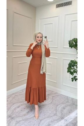 لباس اسلامی قهوه ای زنانه رگولار بافت کد 659045503
