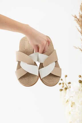 دمپائی قهوه ای زنانه چرم مصنوعی Moda Eleysa - کد 39012764