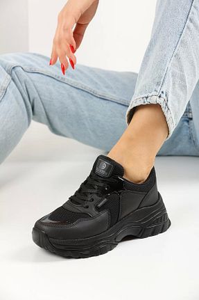 کفش اسنیکر مشکی زنانه بند دار NAVİSHOES - کد 660005785