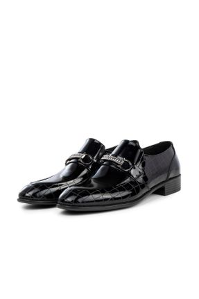 کفش کلاسیک مشکی مردانه چرم طبیعی پاشنه کوتاه ( 4 - 1 cm ) پاشنه ساده کد 356418200