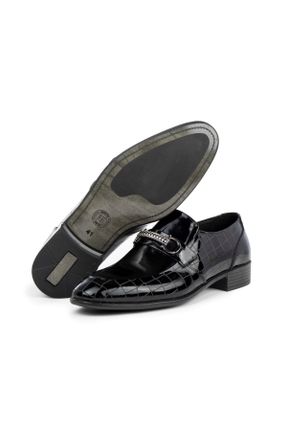 کفش کلاسیک مشکی مردانه چرم طبیعی پاشنه کوتاه ( 4 - 1 cm ) پاشنه ساده کد 356418200