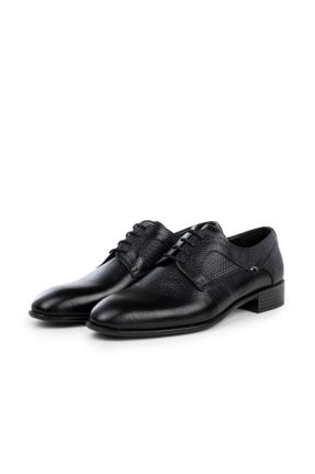 کفش کلاسیک مشکی مردانه چرم طبیعی پاشنه کوتاه ( 4 - 1 cm ) پاشنه ساده کد 365652700