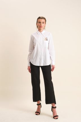پیراهن سفید زنانه پنبه - پلی استر کد 660411844