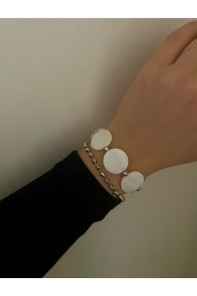دستبند جواهر سفید زنانه سنگ طبیعی کد 660461076