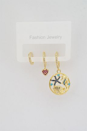 گوشواره جواهر طلائی زیرکن By Zeyna Aksesuar - کد 329902005
