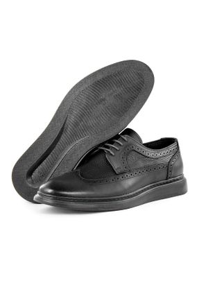 کفش کلاسیک مشکی مردانه چرم طبیعی پاشنه کوتاه ( 4 - 1 cm ) پاشنه ساده کد 319879309