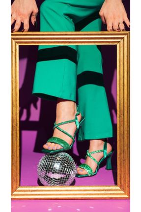 کفش مجلسی سبز زنانه پاشنه نازک چرم مصنوعی پاشنه متوسط ( 5 - 9 cm ) کد 474491069