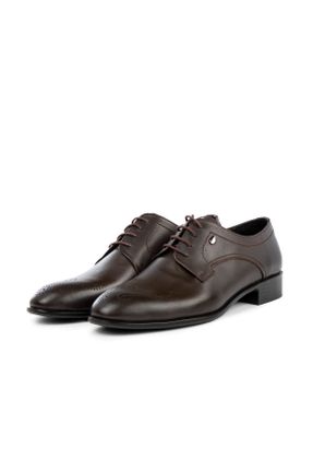 کفش کلاسیک قهوه ای مردانه چرم طبیعی پاشنه کوتاه ( 4 - 1 cm ) پاشنه ساده کد 355922232