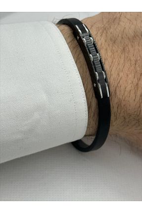 دستبند استیل (فولاد) مشکی مردانه saran aksesuar - کد 660636257