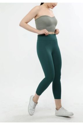 ساق شلواری سبز زنانه بافت پنبه - پلی استر فاق بلند کد 660653223