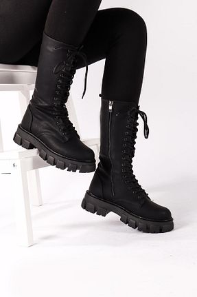 چکمه مشکی زنانه پاشنه تخت Moda Eleysa - کد 57474071